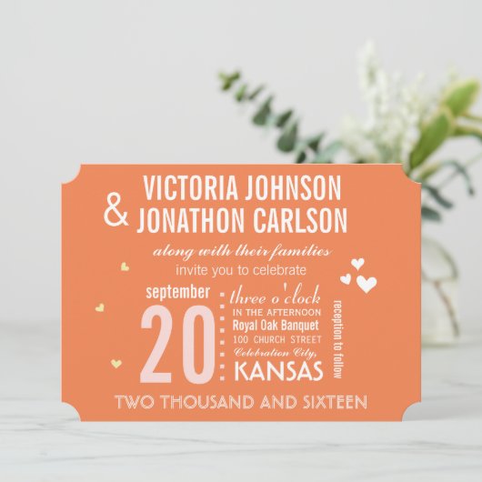 Foto MCM Koraal Sinaasappel Modern Typografie Brui Kaart (Staand voorkant)