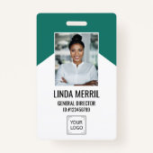 Foto Medewerker Bedrijf Logo Beveiliging Groen Bla Badge (Voorkant)