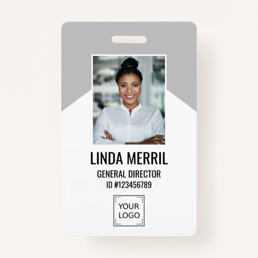 Foto Medewerker Bedrijf Logo Security GRIJS Badge (Voorkant)