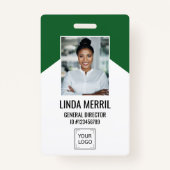 Foto Medewerker Bedrijf Logo Security GROEN Badge (Voorkant)