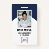 Foto Medewerker Bedrijf Logo Security NAVY Badge (Voorkant)