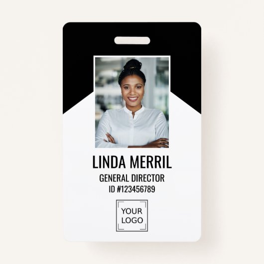 Foto Medewerker Bedrijf Logo Security ZWART Badge (Voorkant)