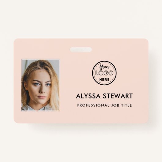 Foto Medewerker Bedrijfs-ID Blush Roze Personeelsn Badge (Voorkant)