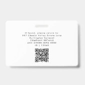 Foto Medewerker Bedrijfs-ID Wit Personeelsnaam Badge (Achterkant)