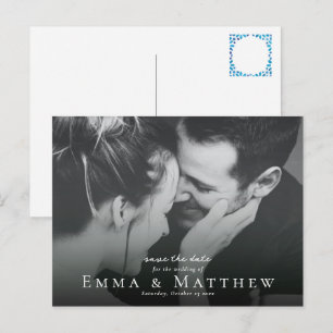 Foto Mediterraan Blauwe Tegel Save The Date Briefkaart