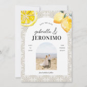 Foto Mediterraans Italiaans Tegel & Citroen bruilo Save The Date (Voorkant)