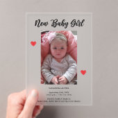 Foto Meisje Geboorte Frosted Acryl Aankondiging Ka (Insitu (Draagbaar))