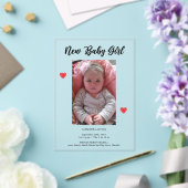 Foto Meisje Geboorteaankondiging Acryl Kaart Acryl Uitnodigingen (Insitu (Huwelijk))