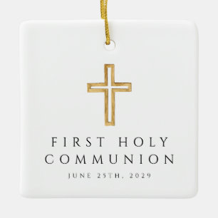 Foto meisje religieus kruis eerste communie keramisch ornament