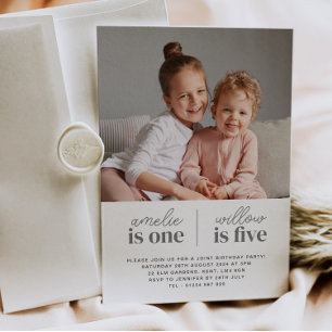 Foto Meisjes Gezamenlijke Verjaardag Uitnodiging -