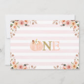 Foto Meisjes Rustieke Herfst Pompoen 1e Verjaardag Kaart (Achterkant)