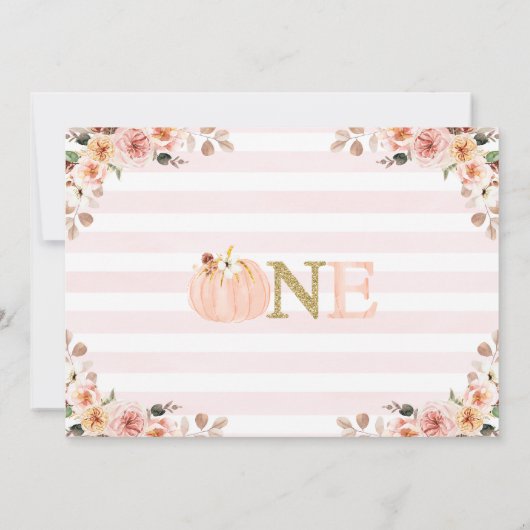 Foto Meisjes Rustieke Herfst Pompoen 1e Verjaardag Kaart (Achterkant)