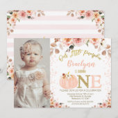 Foto Meisjes Rustieke Herfst Pompoen 1e Verjaardag Kaart (Voorkant / Achterkant)