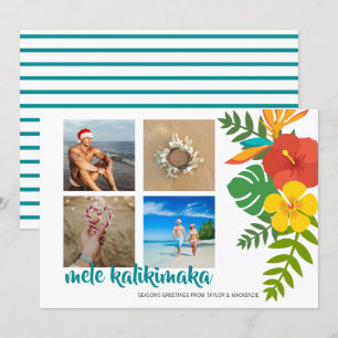Foto Mele Kalikimaka Flower Gepersonaliseerd Feestdagenkaart