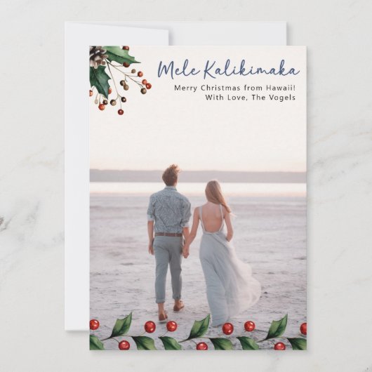 Foto Mele Kalikimaka Merry Christmas Hawaian Feestdagenkaart (Voorkant)