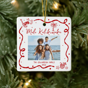 Foto Mele Kalikimaka Rode Hand Getekende Kerst Pre Keramisch Ornament