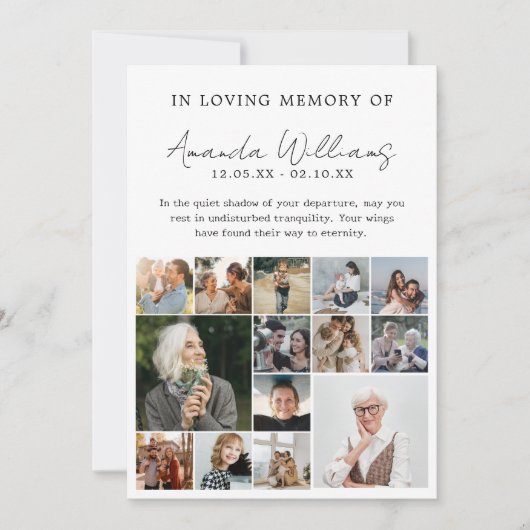 Foto Memorial begrafenis - 15 foto collage Bedankkaart (Voorkant)