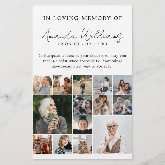 Foto Memorial begrafenis - 15 foto collage gebed Flyer (Voorkant)