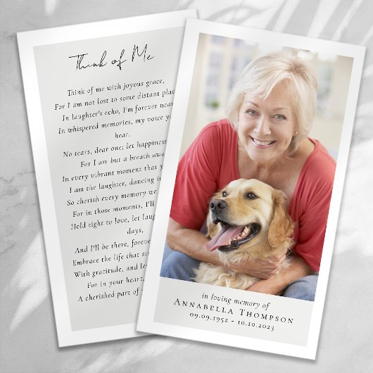 Foto Memorial Begrafenisgebed Kaart