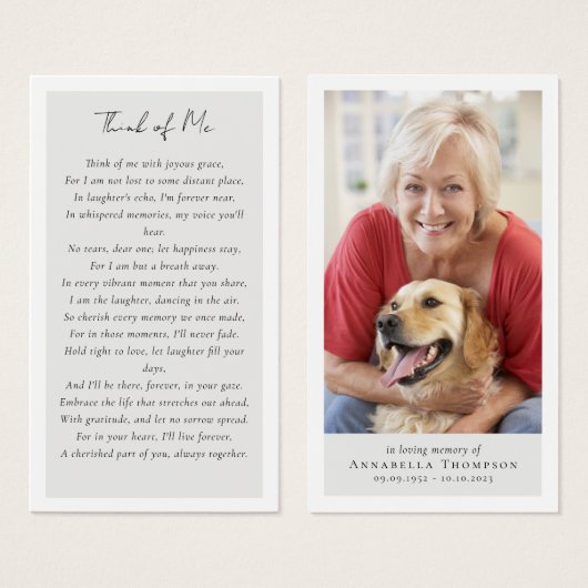 Foto Memorial Begrafenisgebed Kaart (Voorkant /achterkant)