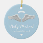 Foto Memorial Blue Angel Wings Kerstmis Keramisch Ornament (Voorkant)