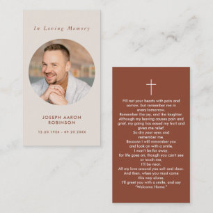 Foto Memorial Cream Beige Terracotta Prayer Kaart Visitekaartje