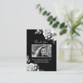Foto Memorial Floral Black White - Hartelijk dank Informatiekaartje (Staand voorkant)