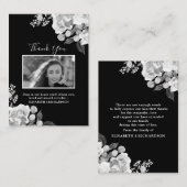 Foto Memorial Floral Black White - Hartelijk dank Informatiekaartje (Voorkant / Achterkant)