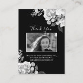 Foto Memorial Floral Black White - Hartelijk dank Informatiekaartje (Voorkant)