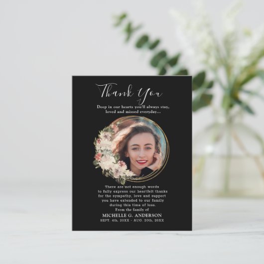 Foto Memorial Floral Golden Bedankt! Bedankkaart (Staand voorkant)