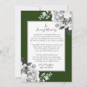 Foto Memorial Floral Green Rozen Poem Card Kaart (Achterkant)