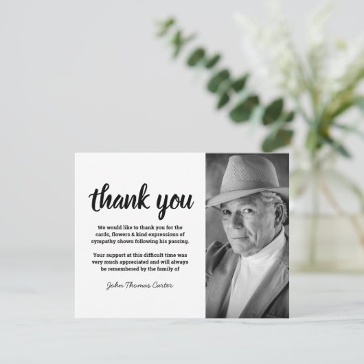 Foto Memorial Funeral Bedankt (Staand voorkant)