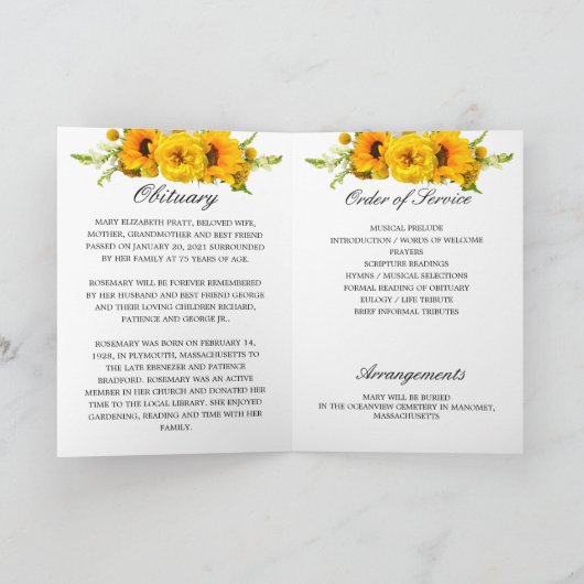 Foto Memorial Funeral Celebration of Life Programm Programma (Binnen)