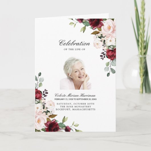 Foto Memorial Funeral Celebration of Life Programm Programma (Voorkant)