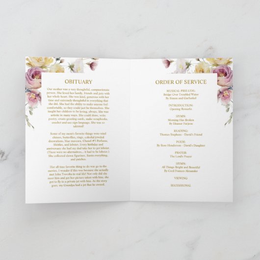 Foto Memorial Funeral Celebration of Life Programm Programma (Binnen)