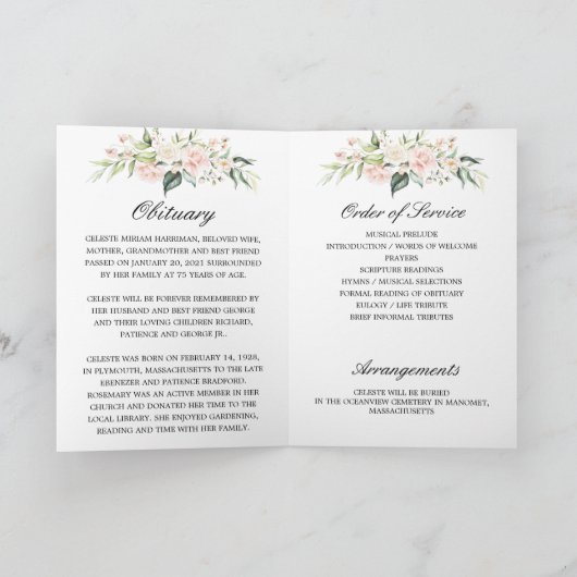 Foto Memorial Funeral Celebration of Life Programma (Binnen)