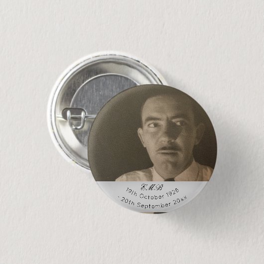 Foto Memorial Funeral Monogram Ronde Button 3,2 Cm (Voorkant /achterkant)