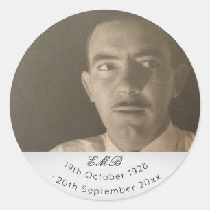 Foto Memorial Funeral Monogram Ronde Sticker