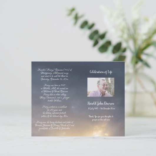 Foto Memorial Funeral Order of Service Programme (Staand voorkant)