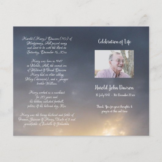 Foto Memorial Funeral Order of Service Programme (Voorkant)