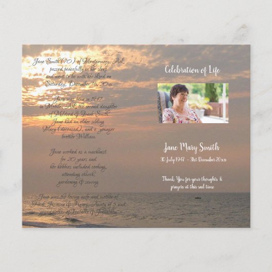 Foto Memorial Funeral Order of Service Programme (Voorkant)