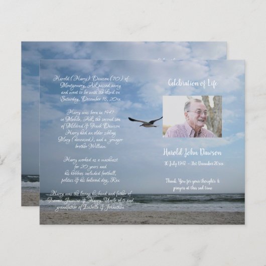 Foto Memorial Funeral Order of Service Programme (Voorkant / Achterkant)