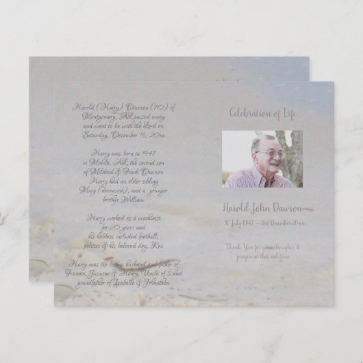 Foto Memorial Funeral Order of Service Programme (Voorkant / Achterkant)