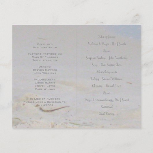 Foto Memorial Funeral Order of Service Programme (Achterkant)