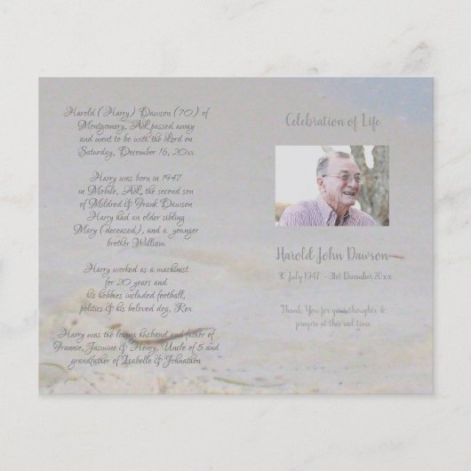 Foto Memorial Funeral Order of Service Programme (Voorkant)