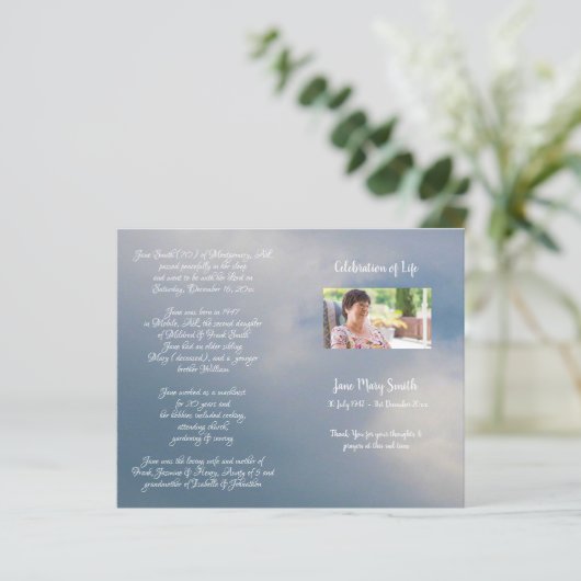 Foto Memorial Funeral Order of Service Programme (Staand voorkant)