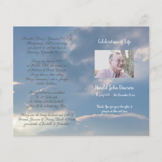 Foto Memorial Funeral Order of Service Programme (Voorkant)