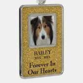 Foto Memorial Gold Glitter Dog Verzilverd Omlijst Ornament (Rechts)