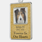 Foto Memorial Gold Glitter Dog Verzilverd Omlijst Ornament (Links)