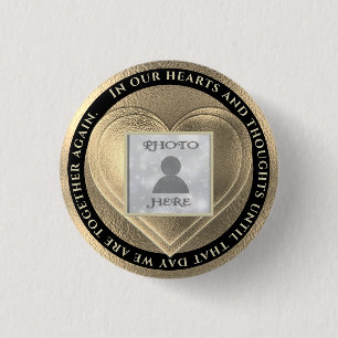 Foto Memorial Gold Heart Keychain Ronde Button 3,2 Cm